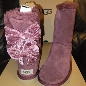 UGG Purple Suede Boots with Bow